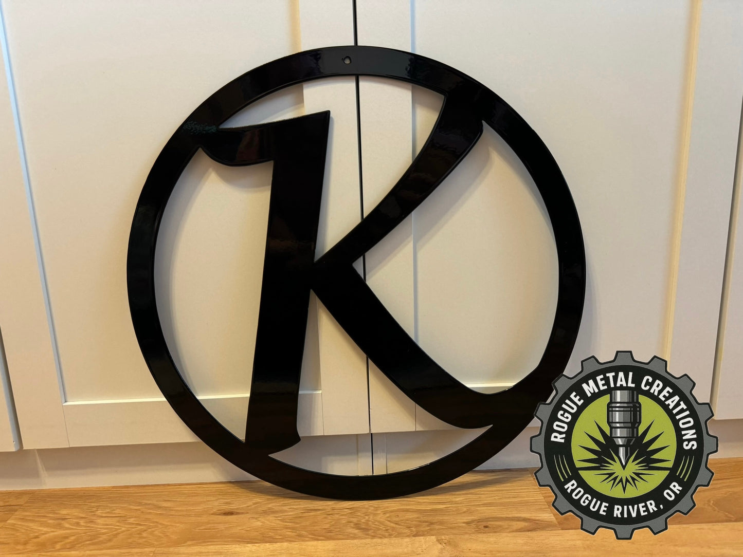 LAST NAME LETTER in Circle - House Monogram - Gate Letter - Steel Sign - Wall Art - SQ12-36
