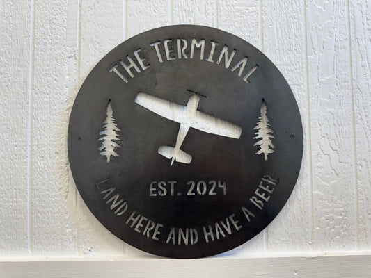 METAL HANGAR Sign - Airplane Hangar - Personalized Steel Sign - Wall Art - SQ18-36