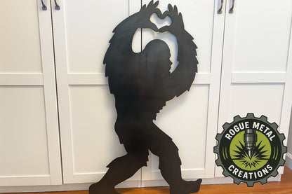 BIGFOOT / SASQUATCH making HEART HANDS - Metal Art - Steel Decor- OV12-36