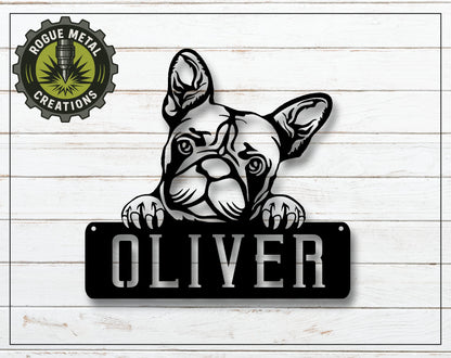 FRENCHIE Sign - French Bulldog - Personalized Doghouse Plaque - Personalized Steel Sign - Metal Art - SQ12-36