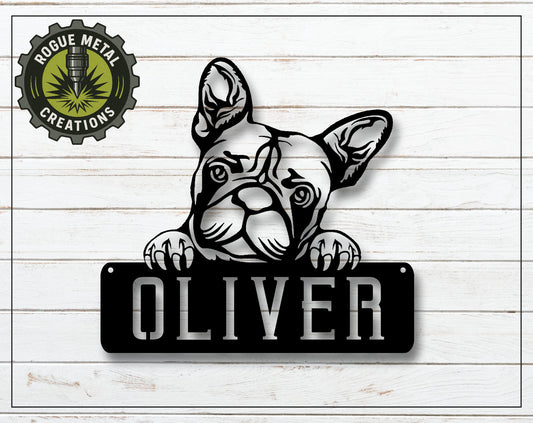 FRENCHIE Sign - French Bulldog - Personalized Doghouse Plaque - Personalized Steel Sign - Metal Art - SQ12-36