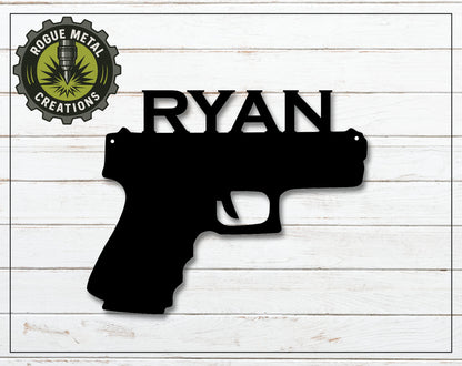 PISTOL HANDGUN Steel Sign - Gun Lovers Decor - Metal Art - SQ12-36