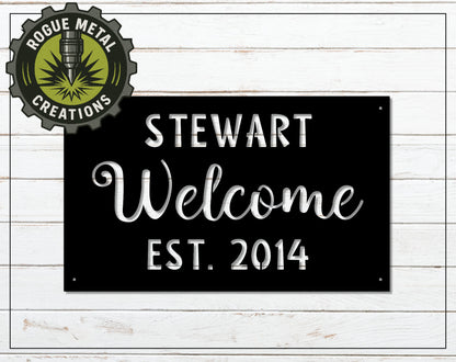 Rectangle WELCOME Home Plaque - Personalized - Durable Steel Sign - Metal Art- OV18-36