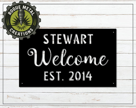 Rectangle WELCOME Home Plaque - Personalized - Durable Steel Sign - Metal Art- OV18-36