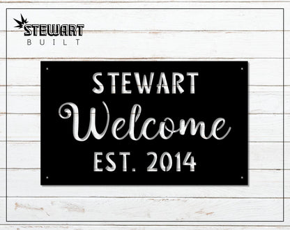 Rectangle WELCOME Home Plaque - Personalized - Durable Steel Sign - Metal Art