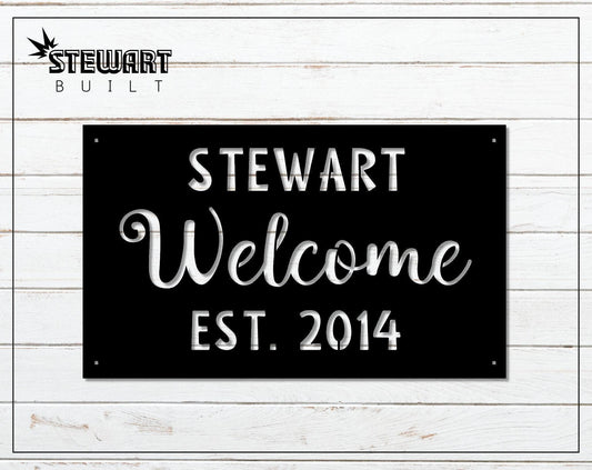 Rectangle WELCOME Home Plaque - Personalized - Durable Steel Sign - Metal Art