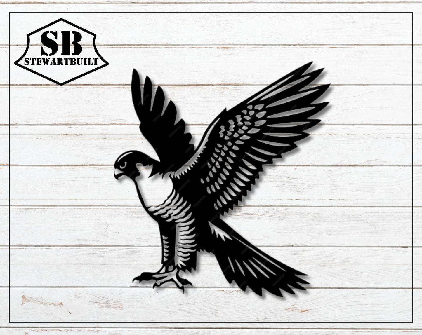 FALCON BIRD Metal Art - House, Garden, Gate - Steel Sign - Wall Art - SQ100