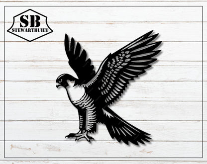 FALCON BIRD Metal Art - House, Garden, Gate - Steel Sign - Wall Art - SQ100