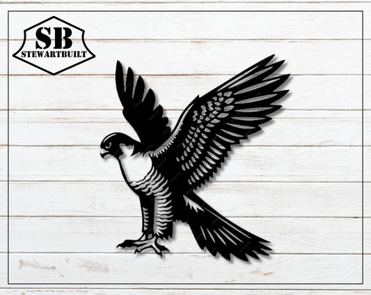 FALCON BIRD Metal Art - House, Garden, Gate - Steel Sign - Wall Art - SQ100