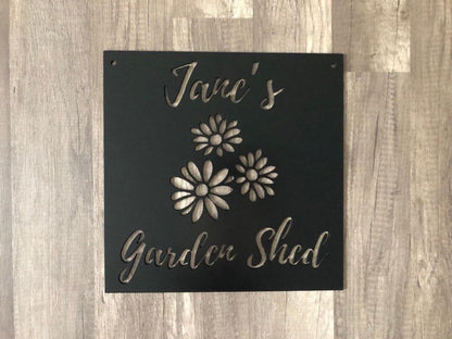Garden Signs - Personalized Garden Shed Steel Sign - Metal Art - SQ12-36