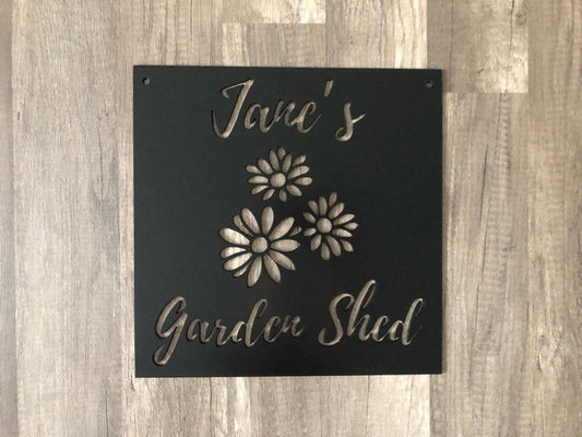Garden Signs - Personalized Garden Shed Steel Sign - Metal Art - SQ100