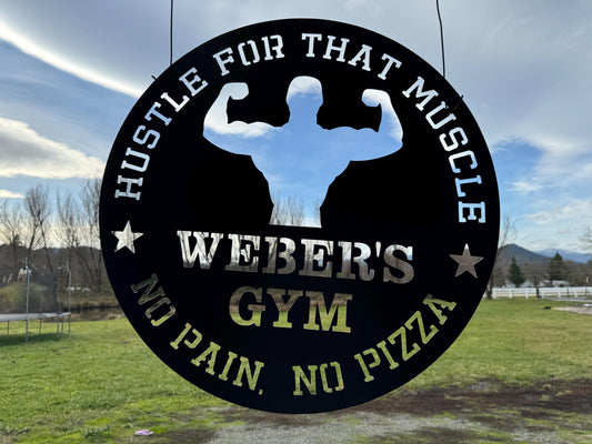 Gym Signs - Muscle Man - Personalized Steel Sign - Metal Art - SQ100