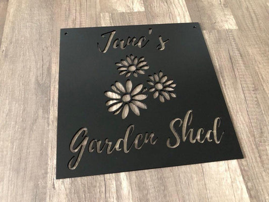 Garden Signs - Personalized Garden Shed Steel Sign - Metal Art - SQ100