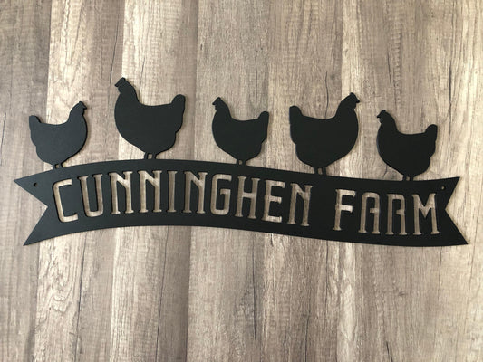 Chicken Coop Barn Banner Sign - Personalized Steel Sign - Metal Art