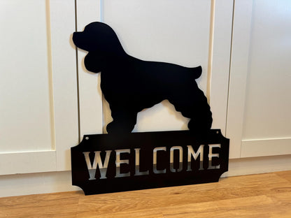 Cocker Spaniel - Welcome Sign - Personalized Steel Sign - Metal Art - SQ100