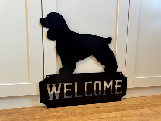 Cocker Spaniel - Welcome Sign - Personalized Steel Sign - Metal Art - SQ100
