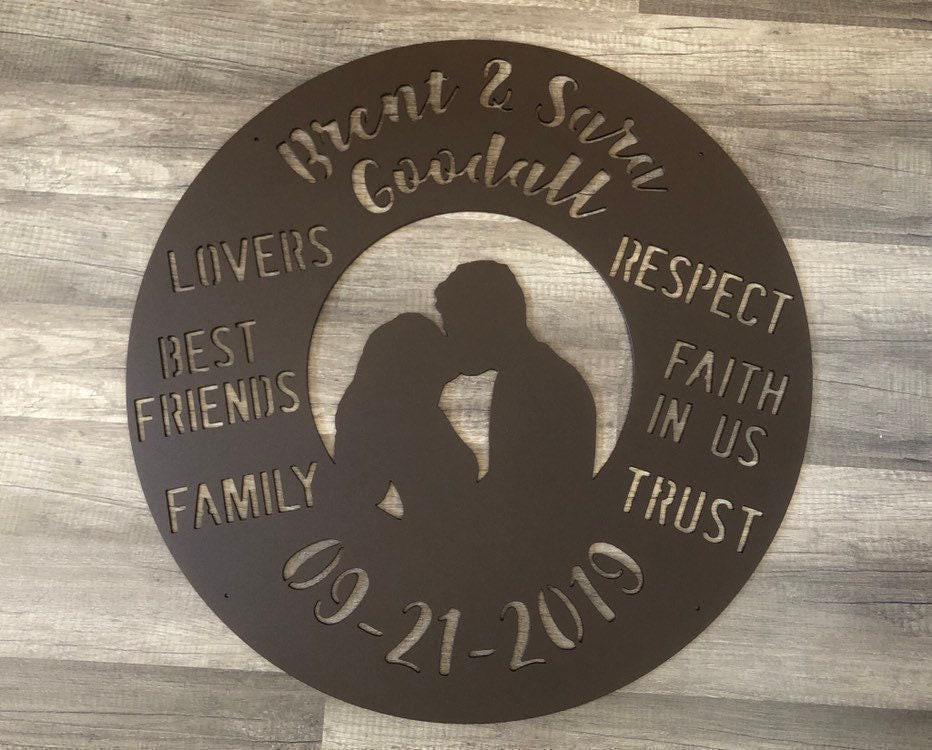 Wedding Anniversary Couples Relationship Keepsake - Personalized Steel Sign - Metal Art - SQ100