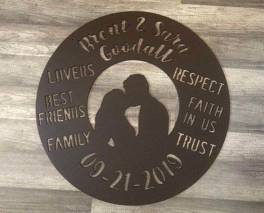 Wedding Anniversary Couples Relationship Keepsake - Personalized Steel Sign - Metal Art - SQ100