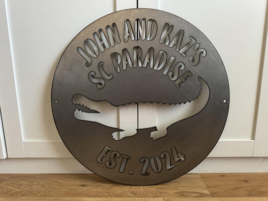 ALLIGATOR Metal Sign - Gator - Croc - Crocodile  - Personalized Steel Sign - Wall Art - SQ16-36