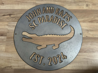 ALLIGATOR Metal Sign - Gator - Croc - Crocodile  - Personalized Steel Sign - Wall Art - SQ16-36