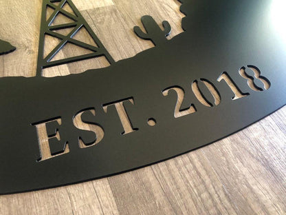 Farm & Ranch Desert Sign - Boar, Deer, Windmill - Personalized Steel Sign - Metal Art