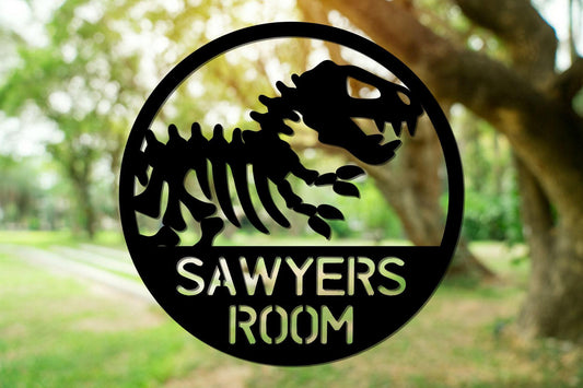 Dinosaur Bones Sign - Jurassic Personalized Room Steel Sign - Metal Art - SQ100