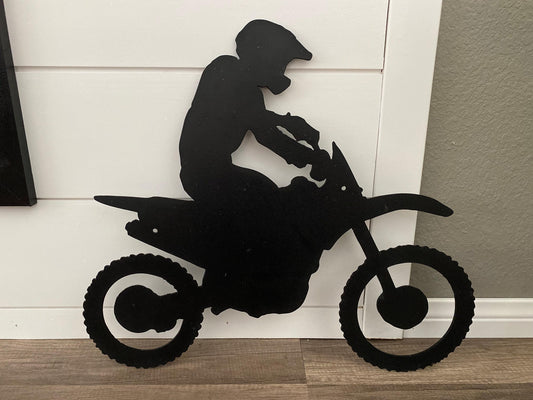 Dirt Bike - Motorcycle Rider -  Steel Sign - Metal Art - SQ12-36
