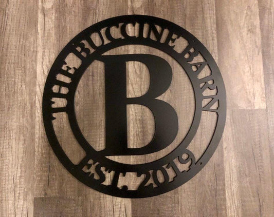 Last Name Anniversary Circle Monogram - Established Date - Personalized Steel Sign - Metal Art - SQ100