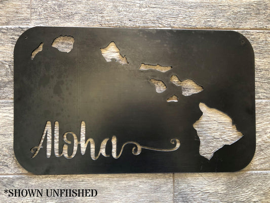 Hawaiian Islands - Aloha - Steel Sign - Metal Art