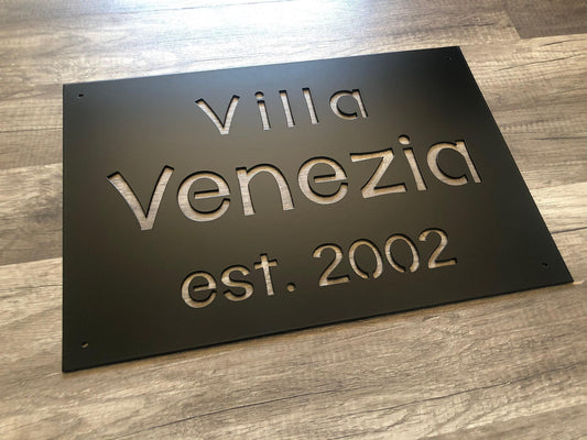 Rectangle Home Plaque - Villa - Personalized Steel Sign - Metal Art