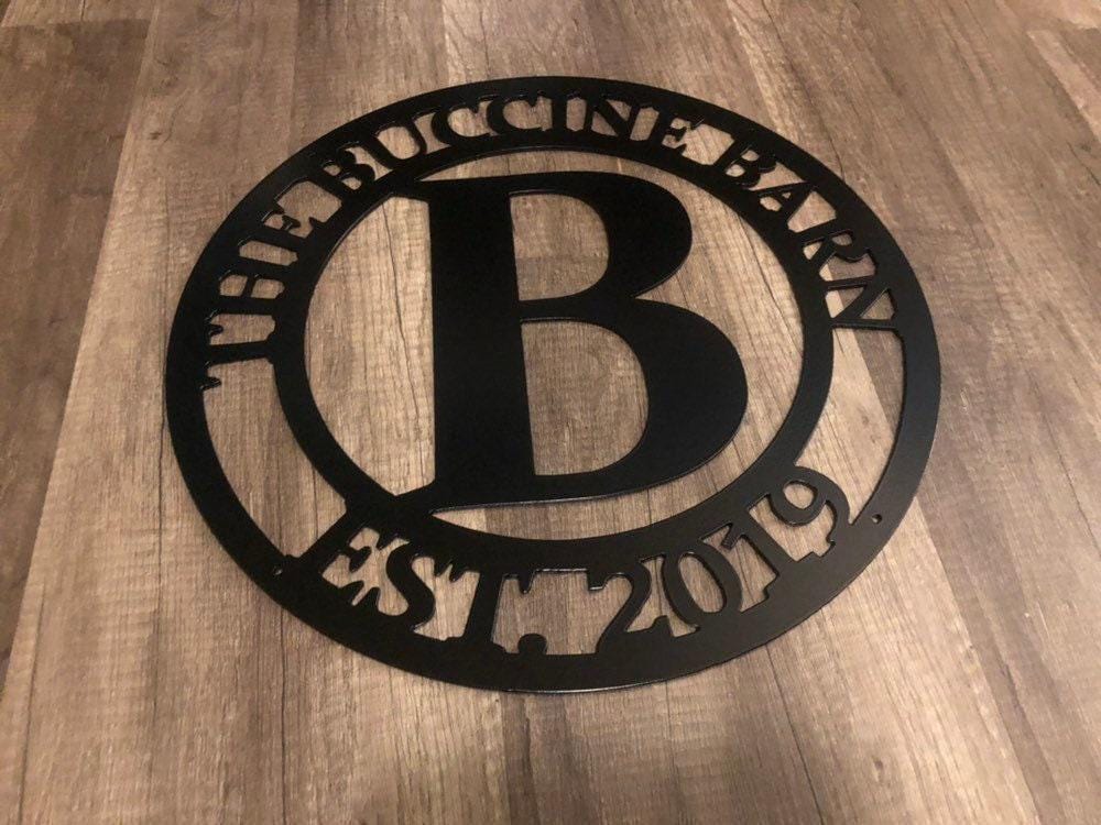 Last Name Anniversary Circle Monogram - Established Date - Personalized Steel Sign - Metal Art - SQ100