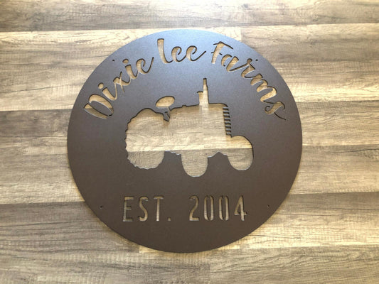 Tractor - Farm Name - Metal Sign - Personalized Steel Sign - Metal Art - SQ100