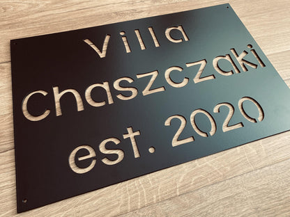 Rectangle Home Plaque - Villa - Personalized Steel Sign - Metal Art