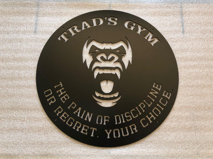 Gorilla Face - Gym Quote Sign - Home Gym - Gorilla Monkey Head - Personalized Steel Sign - Metal Art - SQ100