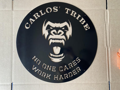Gorilla Face - Gym Quote Sign - Home Gym - Gorilla Monkey Head - Personalized Steel Sign - Metal Art - SQ100