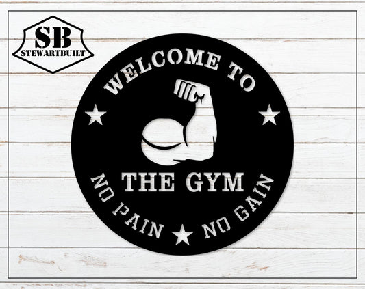 Welcome To The Gym - Metal Sign - Muscle Arm Flex- Steel Sign - Metal Art - SQ100