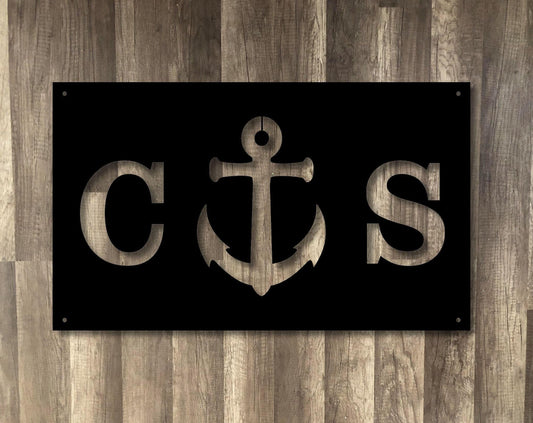 ANCHOR Initials Home Plaque - Personalized - Durable Steel Sign - Metal Art