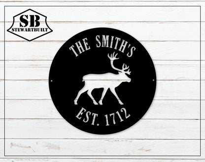 Caribou Sign - Personalized Steel Sign - Metal Art - SQ100