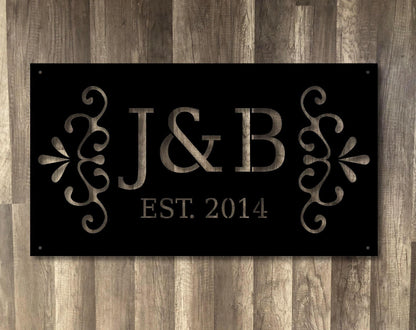 Family Initials Est. Home Plaque - Personalized - Durable Steel Sign - Metal Art