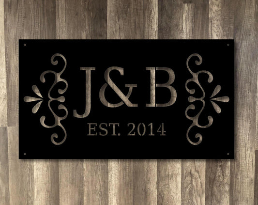 Family Initials Est. Home Plaque - Personalized - Durable Steel Sign - Metal Art
