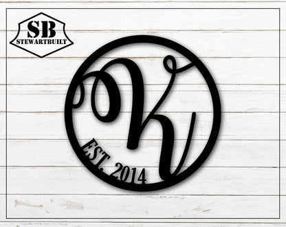 Last Name Letter - Monogram - Gate Letter  - Personalized Steel Sign - Metal Art - SQ12-36