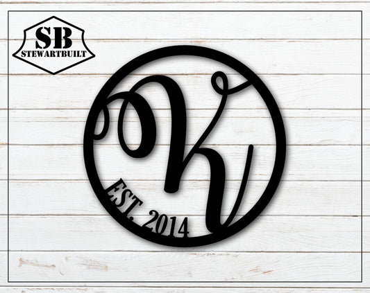 Last Name Letter - Monogram - Gate Letter  - Personalized Steel Sign - Metal Art - SQ12-36