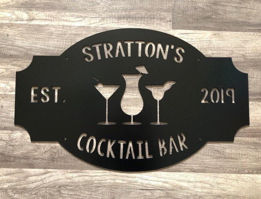Cocktail Bar - Martini Bar - Home Bar - Personalized Steel Sign - Metal Art
