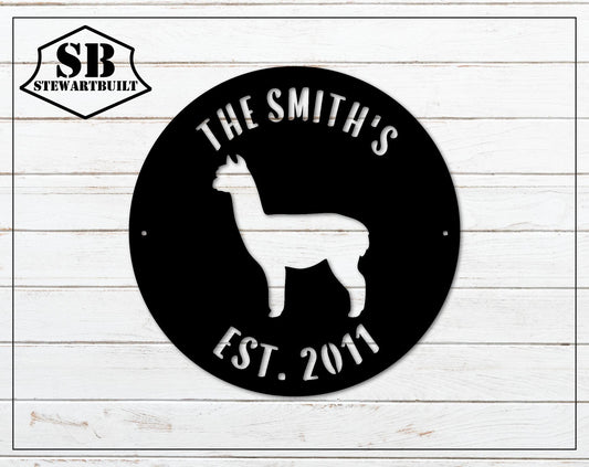 ALPACA Metal Sign - LLAMA Lovers Gift  - Personalized Steel Sign - Wall Art - SQ100
