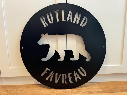 METAL BEAR Sign - Cabin - Woods Nature - Personalized Steel Sign - Wall Art - SQ100
