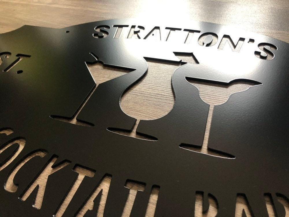 Cocktail Bar - Martini Bar - Home Bar - Personalized Steel Sign - Metal Art