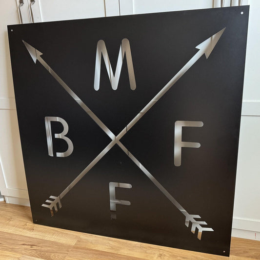Crossed Arrow Sign - Initials - Cross - Farm - Barn - Personalized Steel Sign - Metal Art - SQ100