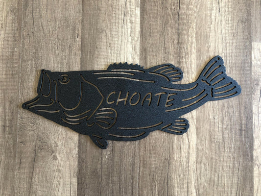 METAL BASS - Fishing - Personalized Steel Sign - Wall Art