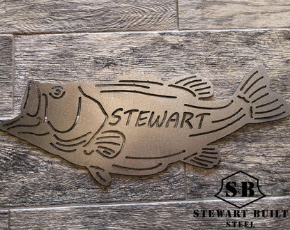 METAL BASS - Fishing - Personalized Steel Sign - Wall Art