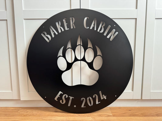 METAL BEAR Claw - Paw Sign - Personalized Steel Sign - Wall Art - SQ100